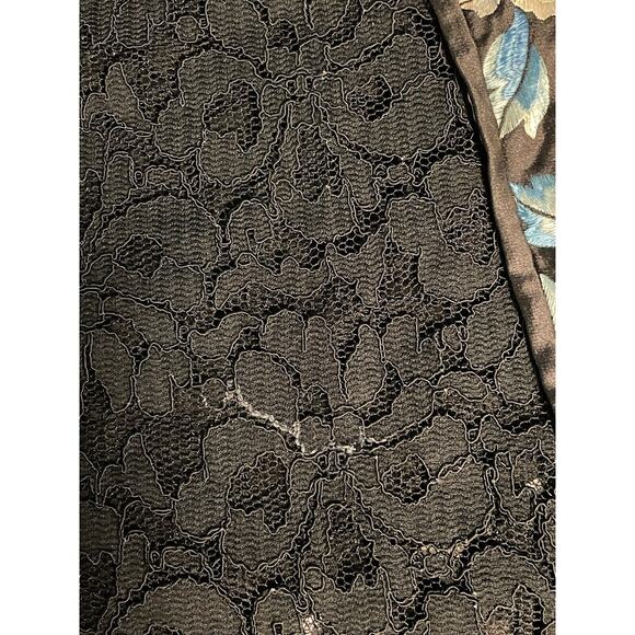 Vintage Handmade Womens Cardigan Medium Black Floral Lace Open Whimsigoth 90s - Picture 4 of 7